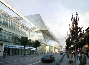 2012年完成予定のヘルツォーグデ・ムーロンによるフェア会場増築案パース（右奥部）