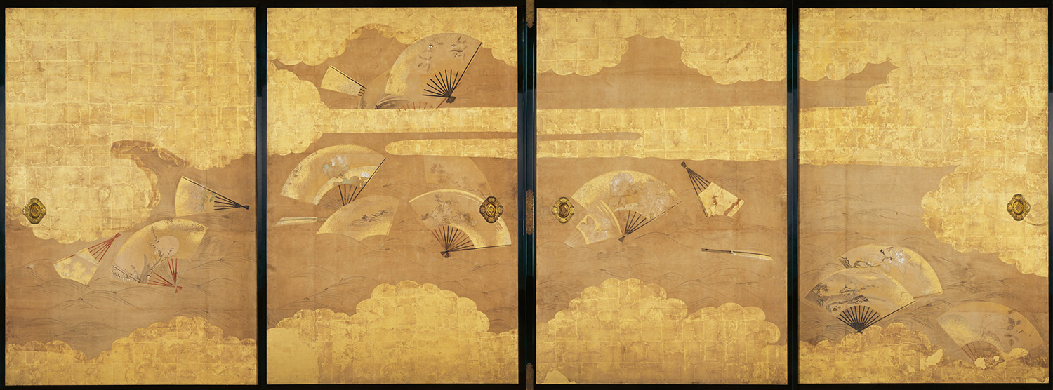 【保証書付】扇面日本画 画像江文人 「七面鳥之図」 花鳥、鳥獣