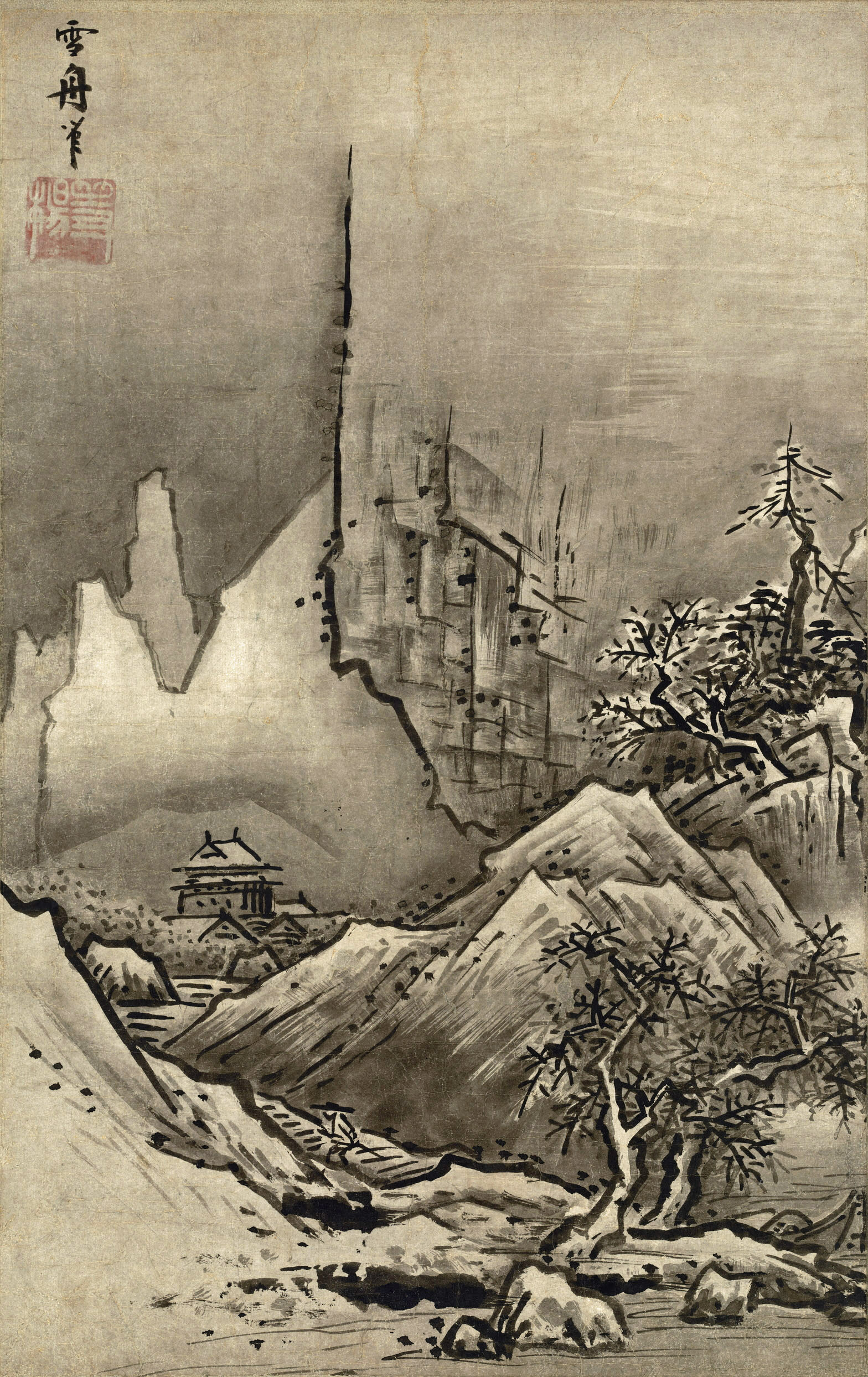 雪舟《秋冬山水図（冬景）》